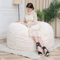 Vente en gros de pouf en tissu blanc, meuble canapé pouf géant pour adultes et enfants, pouf king size, sac de salon en mousse