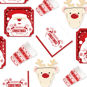 DAMAI Customized Disposable Paper <b>Plates</b> with Santa and Christmas Tree Pattern Christmas Theme Tableware <b>Set</b> Decorations - Product Image 2