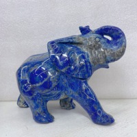 Vente en gros de bijoux Bozhiluan, sculptures d'éléphants sculptées en lapis-lazuli et en cristal poli, figurines de collection pour la décoration de la maison