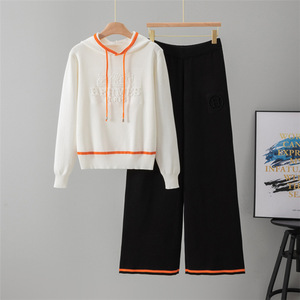 Women's <strong>2026</strong> Casual Breathable Worsted Knitted <strong>Cotton</strong> Blend 2 Piece Hooded Daily <strong>Wear</strong> Loose Shorts Solid European Style - Product Image 2