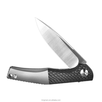 Großhandel Kunden spezifischer Titan griff M390 Klinge Titan legierung TC4 Kohle faser gefaltetes Wandert aschen messer mit Keramik kugellager