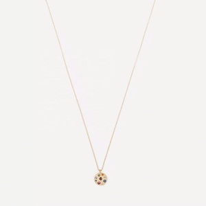 Collier pendentif disque en argent sterling 925 plaqué or 18 carats avec zircon cubique arc-en-ciel et saphir, vente chaude - Product Image 4