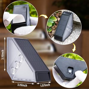 Luces Solares Triangulares para Escaleras de Exterior, IP55 Impermeables, Iluminación Solar Decorativa de 3 LED para Jardín, Valla, Patio Trasero y Camino - Product Image 3