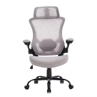 Chaise de bureau exécutive ergonomique moderne à dossier haut entièrement en mesh avec mécanisme d'inclinaison réglable en hauteur - Gris