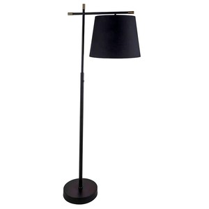 Modern Vintage LED Standing Floor Lamp with <b>Black</b> Fabric <b>Shade</b> and Iron Base for Hotel Villa Living Room Bedroom Bedside Decor - Product Image 1