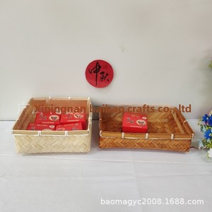 Cesto Artigianale in Bambù Ecologico con Coperchio per Regali - Scatola Regalo in Bambù - Confezione Festiva Quadrata - Product Image 3