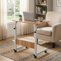 Mesa Extensible Ajustable en Altura para Portátil, Escritorio Plegable para Computadora, Estación de Trabajo Móvil con Ruedas para Oficina en Casa o Dormitorio