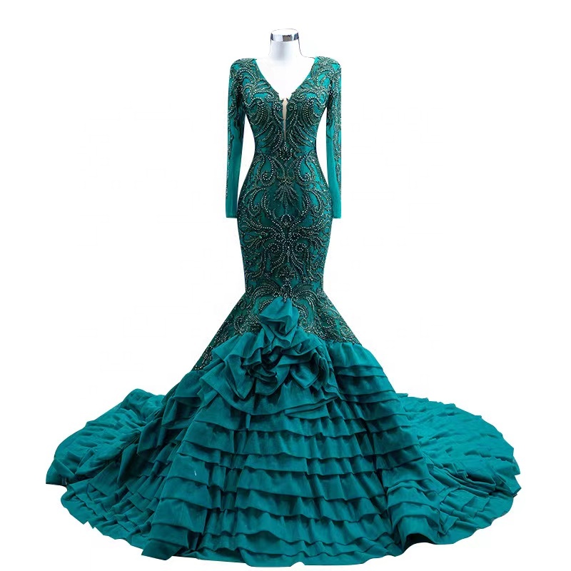 Роскошное платье-Русалка 2023, сексуальное Зеленое Длинное Вечернее Платье с V-образным вырезом, женские вечерние платья на заказ