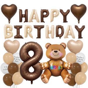 Ensemble de ballons numériques blancs au lait caramel sur le thème de l'ours pour le bain de bébé et les décorations de fête d'<span class=keywords><strong>anniversaire</strong></span> - Product Image 6