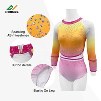 Tenue de gymnastique personnalisée d'usine, Justaucorps de gymnastique dégradé, Veste de danse pour compétition d'équipe, Short d'entraînement, Sac, Chouchous