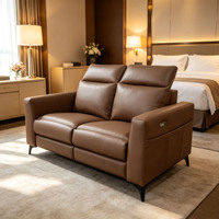 Canapé inclinable deux places pour salon, mobilier de cinéma maison avec panneau de commande latéral