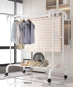 Heavy Duty Metal Garment Rack with Top Shelf Movable Clothes Drying Rack Large Capacity Clothing Organizer for Bedroom Balcony - Product Image 3
