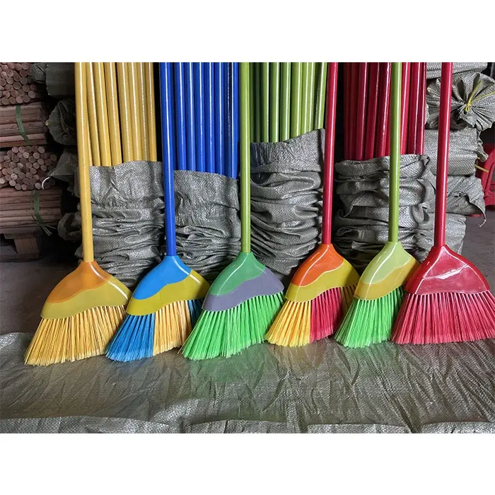 Chinese SWEET Factory Wholesale Large Broom with Wood handle Plastic Broom For Africa Clients