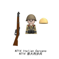 Briques personnalisées WW2, soldat d'armée italienne, officier, casque en pith, ensemble Carcano Beretta pour diorama de wargame N711-N714