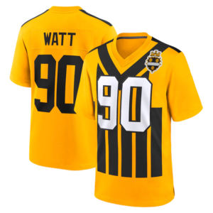Maglie da Football Americano Maschili Pittsburgh 90 T.J. Watt 2 Justin Fields 8 Pickett 6 Queen 24 Porter Maglie da Football Limitate Cucite Nere - Product Image 3