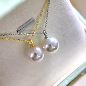 Collier pendentif en perles d'eau douce Edison rondes Wenchi 11-12 mm, polyvalent, luxueux, boucle Guazi en or 18 carats, accessoire DIY - Product Image 3