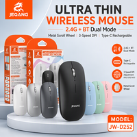 Souris sans fil portable ultra-mince 2.4G BT double mode, chargement Type-C, molette métallique silencieuse, optique symétrique, pour le bureau