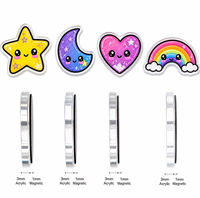 Aimant de réfrigérateur personnalisé en acrylique, tranche de pizza, motif alimentaire Kawaii, découpé à la forme, 3 mm, support magnétique noir, en vrac, décoration de cuisine