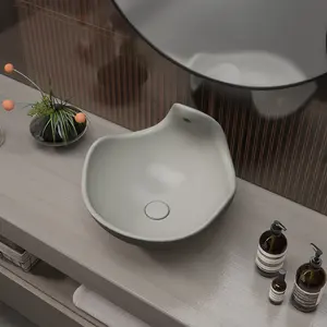 洗面台白いバスルームユニークな穴ヨーロッパの組み合わせファンシーシンク安いデザインアートセメント洗面台モダンシンク洗面台バスルーム