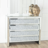 Vente en gros de meubles à miroir table de chevet à 3 tiroirs en miroir table de chevet en argent table console en verre pour chambre à coucher avec miroir