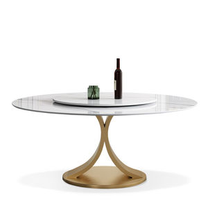 Table à manger ronde en pierre frittée moderne minimaliste et économique, avec ou sans plateau tournant - Product Image 1