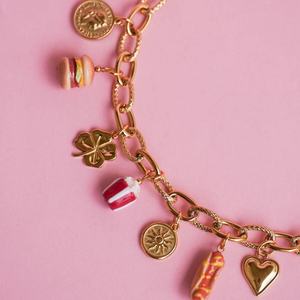 Collar con Colgante de Trébol de Cuatro Hojas y Corazón, Cadena Suelta DIY de Acero Inoxidable, Chapado al Vacío en Oro de 18K, de Moda - Product Image 5