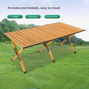 <b>Outdoor</b> Camping Folding <b>Table</b> Carbon Steel Roll <b>Table</b> Portable BBQ Picnic Party Dining X-shaped <b>Table</b> Lifestyle Leisure Roll - Product Image 2