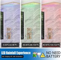 Système de douche Homedec à 3 poignées et double tête, avec cascade LED 16x32 pouces, pommeau de douche 6 pouces, douchette multifonction 2-en-1 et bec de baignoire