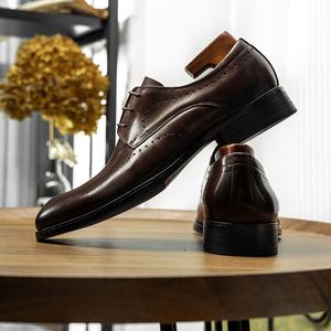 Chaussures habillées pour hommes en cuir véritable respirant, style mocassin à bout carré et lacets, collection 2025 – Nouveauté de luxe et tendance, en promotion - Product Image 4