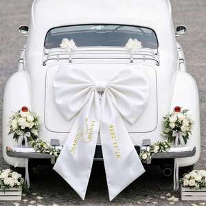 Personalized Romantic Wedding <b>Car</b> Bow, Custom Satin Large <b>Ribbon</b> Bow <b>for</b> Bridal Decoration, Honeymoon <b>Car</b>, Reception Entrance - Product Image 2