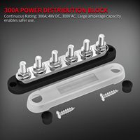Bloc de distribution d'alimentation 6 gangues 300A M10, barre omnibus, borne de connexion 12V, noir