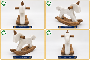 Luxuriöse CCI Marmor-Einhorn-Pferdefigur 7 Zoll Weißer Marmor mit Holzdetails Dekorative Tisch-Tierfigur für Zuhause - Product Image 3