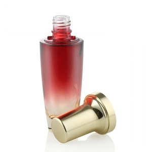 Or de luxe cosmétique emballage 30ml 50ml 100ml lotion sérum pompe gradient couleur bouteille en verre avec couvercle en or gros - Product Image 4