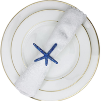 Lot de 4 Anneaux de Serviette Mignons et Luxueux Écologiques en Métal Halobios Hippocampe Coquillage Étoile de Mer en Bois et Jute pour Décoration de Table et Camping