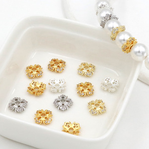 Zircon Flower Holder <b>Copper</b> Plated 18k Gold Silver For <b>Bracelet</b> Making DIY Jewelry Accessories - Product Image 1