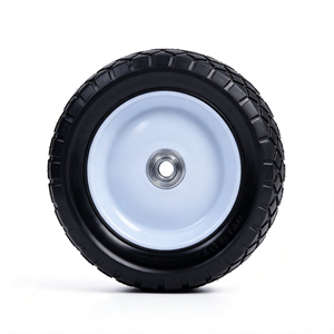 8x1.75 Flat Free Solid Rubber <b>Wheel</b> Diamond Tread White Powder Coated Steel Rim <b>Wheel</b> for Hand Truck Garden Trolley Utility Cart - Product Image 1