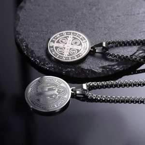 Collar de medalla católica de San Benito Colgante de medalla de San Benedictino para talismán protector religioso - Product Image 5
