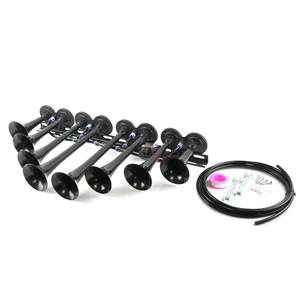 ZKXX usine <span class=keywords><strong>voiture</strong></span> haut-parleurs 24V fort 8 trompettes noir métal trompette pour camions Semis SUVs bus <span class=keywords><strong>klaxon</strong></span> - Product Image 3