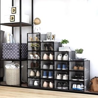 Organisateur de rangement pour chaussures, boîtes de rangement pour chaussures, boîtes à chaussures empilables en plastique magnétique