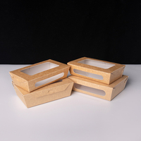Boîte à sushi en kraft avec couvercle transparent, conteneur rectangulaire jetable pour sushi japonais, vente en gros OEM, boîte alimentaire à emporter
