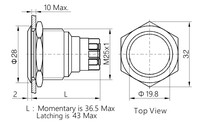 ONPOW GQ25L-11/12 V/S interrupteur à bouton-poussoir En Métal dia.25mm