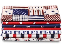 Vente en gros de 7 pièces de tissus en coton sergé imprimés patriotiques pour le 4 juillet, pour la décoration textile de la maison, le quilting, le bricolage