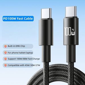 สายไนลอนข้อมูล100W สายถ่ายโอนข้อมูลชนิด C ไปยัง Type C สาย USB C สายชาร์จเร็วสำหรับโทรศัพท์แล็ปท็อป - Product Image 3