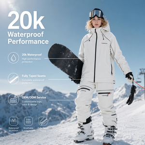 Traje de Esquí Impermeable 20k, Precio de Fábrica Personalizado, Totalmente con Costuras Selladas, Unisex, Traje de Nieve de una Pieza, Ropa de Invierno Profesional, Venta al Por Mayor - Product Image 1