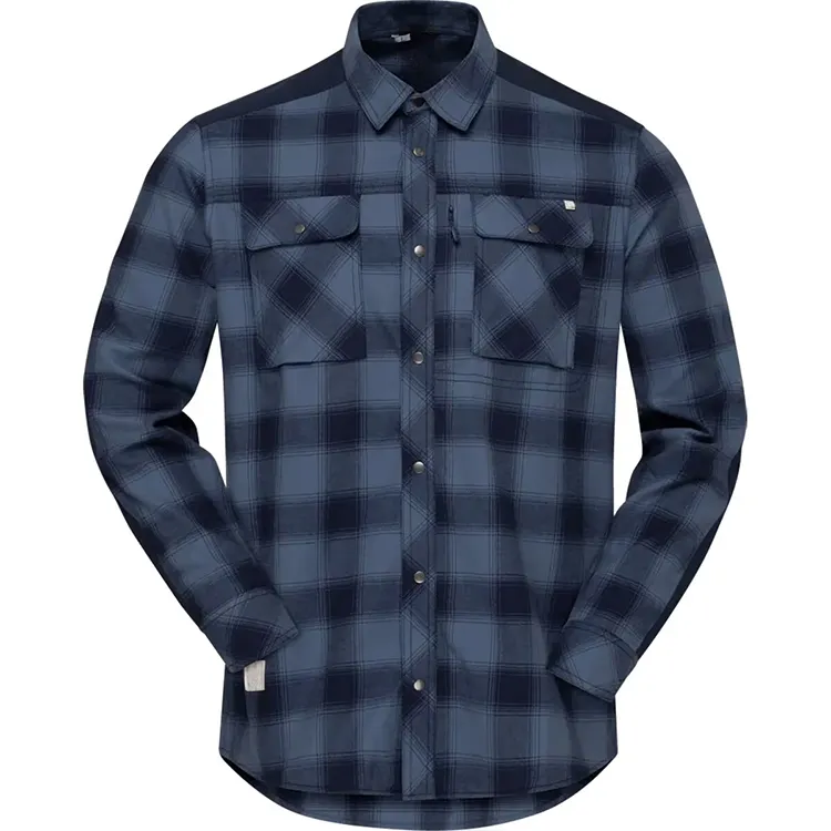 100% Cotton Long Sleeve Classic Plaid Custom Check Flannel Shirts Men