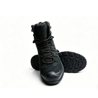 Bottes de randonnée et d'escalade noires unisexes, pour entraînement sportif, imperméables, respirantes, en mesh et nubuck, avec semelle extérieure en caoutchouc et semelle intermédiaire.