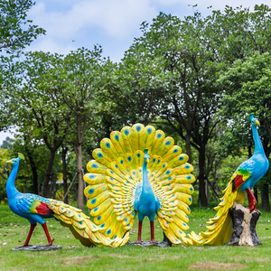 Figurina animale del pavone della scultura del pavone della vetroresina della resina di nuovo disegno per la decorazione all'aperto del parco - Product Image 5