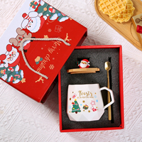 Juego de Tazas de Cerámica Hechas a Mano, Caja de Regalo Navideña Creativa, Taza Personalizada con Santa Claus, Impresión UV, Juego de Té con Logotipo Personalizado