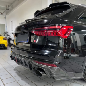 Materiale superiore presotto labbra posteriori in fibra di carbonio a secco per Audi A6 <span class=keywords><strong>Allroad</strong></span> <span class=keywords><strong>2019</strong></span>-2022 paraurti per auto diffusore posteriore - Product Image 4