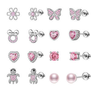 8 Paar Hypoallergene Roestvrijstalen Oorknopjes Hart Cz Kleine Vlinder Kinderen Zomer Feest Lichaam Zirkoon Perfect Cadeau Voor - Product Image 1